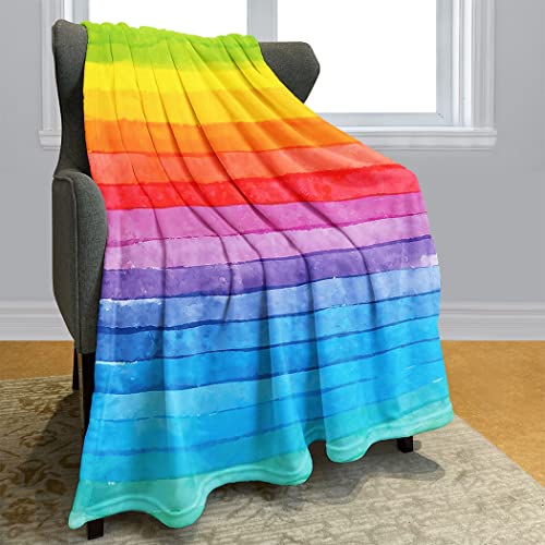 Violetpos 150x200 cm Flanell Weich Fleecedecke Kuscheldecken SanftBettüberwurf Decke Bunt Tuschemalerei Regenbogen