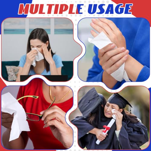 Dunzoom 50 Pack Travel Tissue Packs Bulk Mini Pocket Tissues Facial Tissue Travel Packs for Outing Wedding Party Favors Family Holiday Office, 4 Ply 7 Sheets(Red and Blue,Patriotic) - Image 4