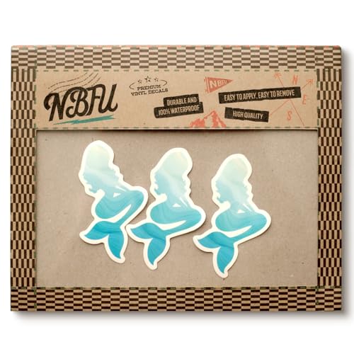 Image of Beautiful Mermaid 1 (Set of 3) Waterproof Vinyl Die-Cut Sticker 2 inch x 1.3 inch for Laptop Water Bottle Tumbler Phone Case Car Skateboard Bumper Cute Retro Teens Adults Aesthetic Indoor Outdoor Kids Adults