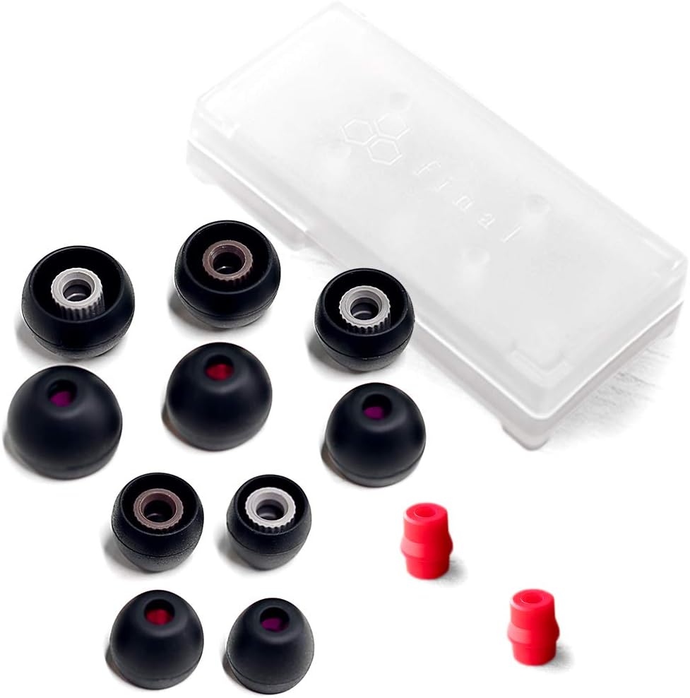 Audio Black+Black/Red Silicone Type E Eartips Kit With Case And Nozzle Adaptor Compatible 1More, Akg, Audio-Technica, Beats By Dre, Campfire Audio, Empire Ears, Shure, Sony, Westone (Multi)