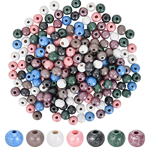 Cuentas de madera de 8 mm, 200 cuentas redondas naturales de colores surtidos para hacer joyas