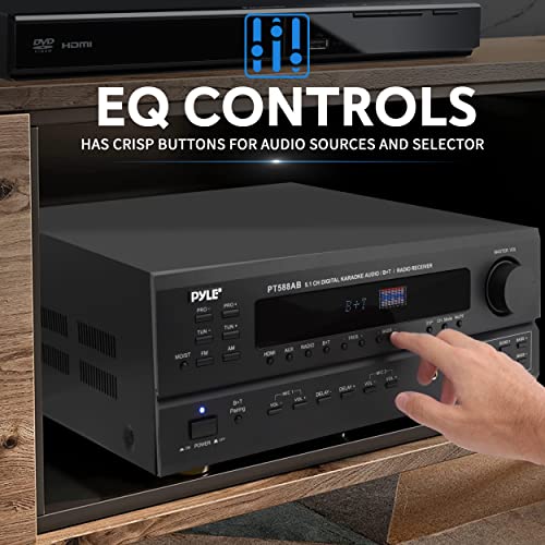 Pyle Wireless Bluetooth Power Amplifier System - 420W 5.1 Channel Home Theater Surround Sound Audio Stereo Receiver Box W/ Rca, Aux, Mic W/ Echo, Remote - For Subwoofer Speaker - Pyle Pt588Ab Black #TOP3