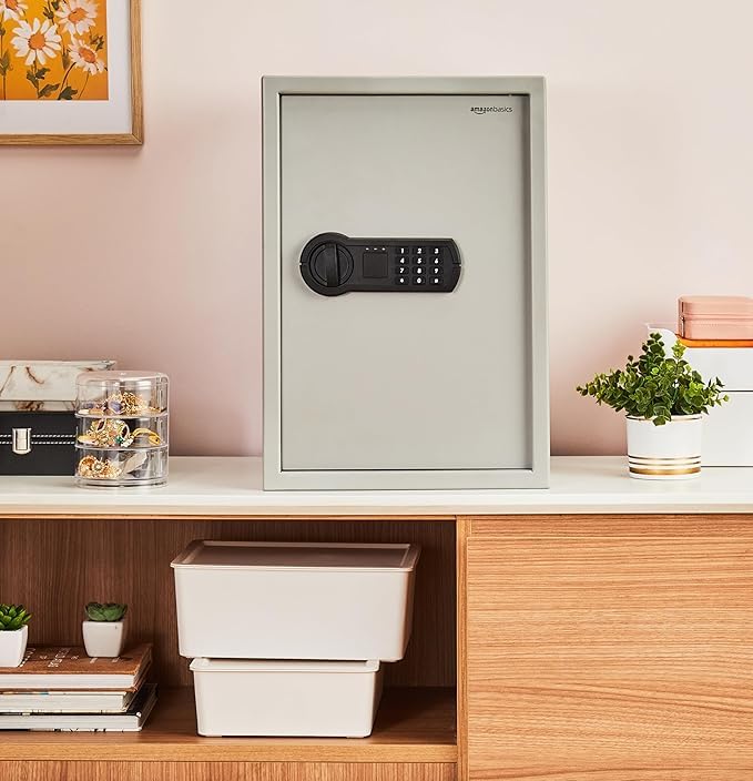 Image of Amazon Basics Digital Safe with Electronic Keypad Locker for Home, Gross Capacity - 58L (Net - 51L), Grey