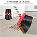 NACENA Broom and Dustpan Set, 52-in Long Adjustable Handle Broom Dustpan Combo with Dustpan Teeth to Automatically Clean Hair Suitable for Home Kitchen Office Hall Floor（Black&Red）