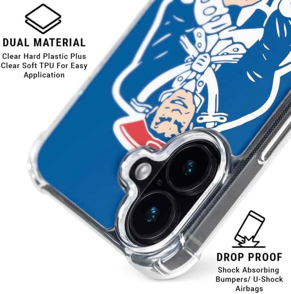 Skinit Clear Phone Case Compatible with iPhone 16 Plus - Officially Licensed NFL New England Patriots Retro Logo Design
