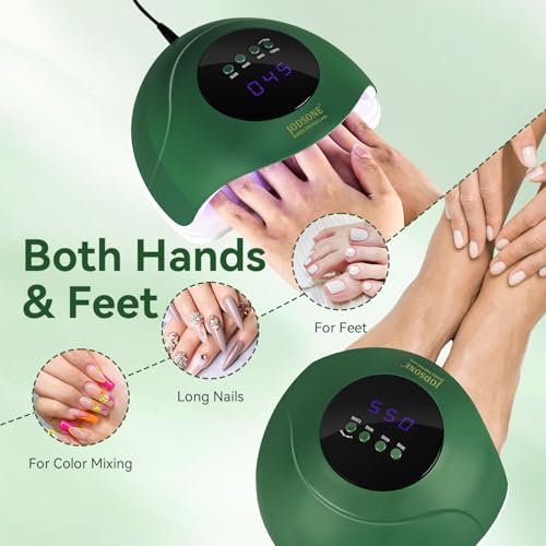 Image of JODSONE U V Nail Lamp LED Gel Nail Dryer Gel Nail Lamp with Auto Sensor and 4 Timers Home Salon Use Nail Tools Green