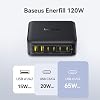 Baseus Charging Station 120W, 6-in-1 USB-C PD Fast Charging Desktop Charger with 5ft Extension Cord, 4 USB C, 2 USB A Ports, Travel Power Strip for iPhone 17/16, iPad Pro, MacBook Pro, Tablet and More