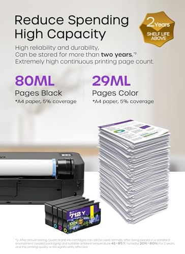 712XL 712 Ink Cartridges Compatible Replacement for HP 712 712XL 712 Ink Cartridges Combo Pack for HP DesignJet T650 T630 T230 T210 Printer (4 Pack, 80-ML Black, 29-ML Cyan/Magenta/Yellow) — view 3