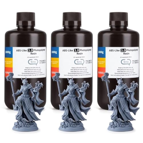 Image of ELEGOO ABS-Like 3D Printer Resin 3.0, 405nm UV-Curing Photopolymer Resin for Mars Saturn Jupiter MSLA DLP LCD 3D Printing with Strength and Toughness, High Precision, Low Viscosity, Grey 3000g