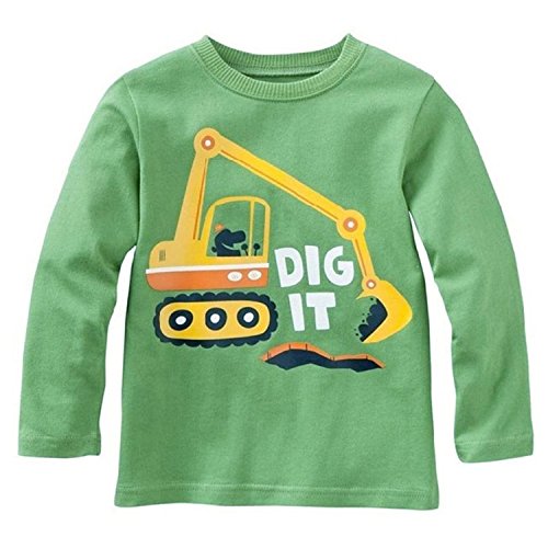 Metee Dresses Boys kids Green long sleeve Cotton T-Shirts Cartoon Tops Size 6 Years
