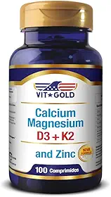 Cálcio Magnésio Zinco com Vitamina D3 e K2 Vitgold 100 comp.