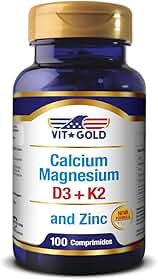 Cálcio Magnésio Zinco com Vitamina D3 e K2 Vitgold 100 comp.