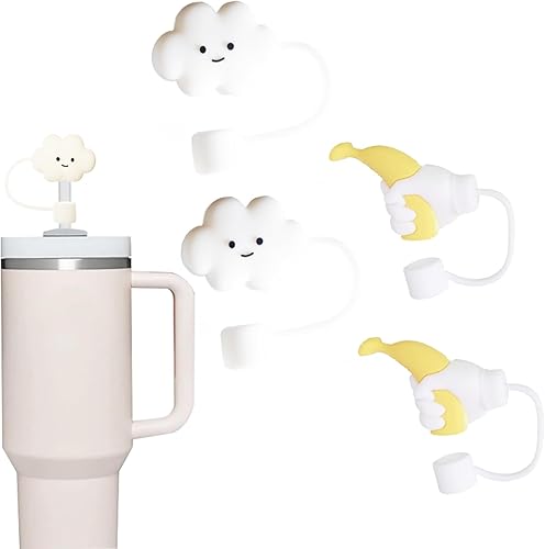 Fundas de paja para popotes de 0.394 in  4 tapas de popote reutilizables, el último tamaño mejorado, puntas de popote de silicona compatibles con