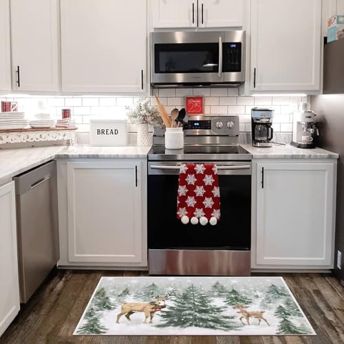 U'Artlines Christmas Kitchen Rug and Mat Set of 3, Non Skid Xmas Tree Snowman Deer Kitchen Mats for Home Decor, Washable Runner Rugs for Floor 20x32+20x48+20x59 by U'Artlines - Image 8