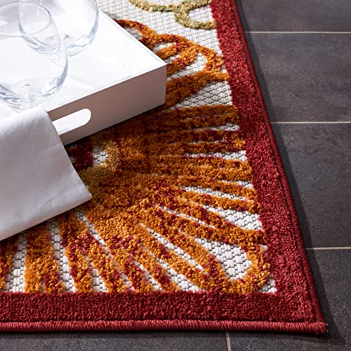Safavieh Cabana Collection Area Rug - 5'3" X 7'6", Creme & Red, Floral Design, Non-Shedding & Easy Care, Indoor/Outdoor & Washable-Ideal For Patio, Backyard, Mudroom (Cbn801A) #TOP30