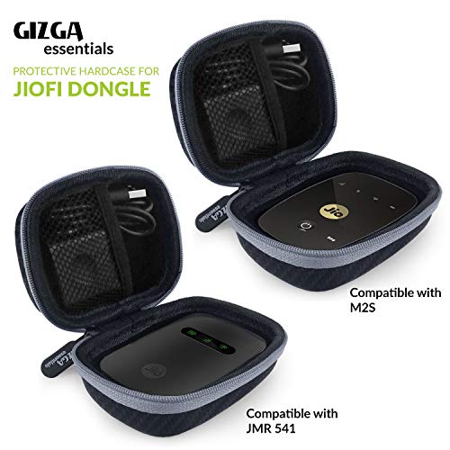 Image of GIZGA essentials Carrying Case for Jiofi 4G M2S&Jiofi3 WiFi Hotspot Dongle,Shock Asbsorber Protective Carbon Fibre Material,Detachable Hook,Mesh Pocket,Black,Single Band,0 gigabits per Second