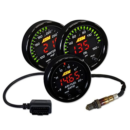 AEM X-Series 52mm Wideband UEGO A/F Ratio w/OBDII Gauge Set + Water Temperature + Oil Pressure