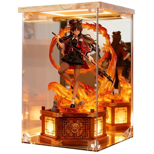 KrystaCase フィギュアケース コレクションケース LEDフィギュアボックス アクリルケース UVカット 高い透明度 台座ミラー 背面ミラー 人形ケース 積み重ね 頑丈 防汚 防汚手袋・クリーニングクロス付き ディスプレイケース 組立簡単 フィギュア、おもちゃ、コレクション品、モデルに最適の商品画像（Amazon）