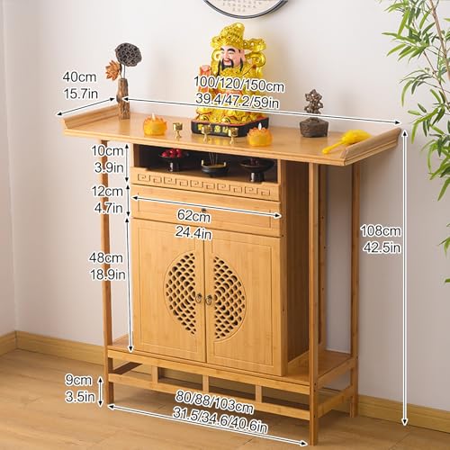 Table d'autel compacte pour ranger les accessoires de méditation sans encombre