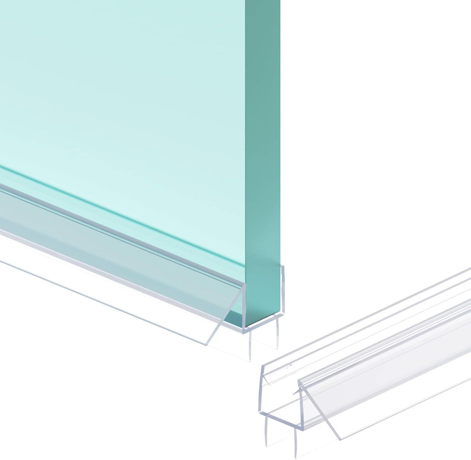 Shower Door Bottom Seal Strip, 2PCS Seal Strip, Ultra Clear PVC, 39" Length, Fits 12mm Thick Glass, Prevents Leaks, Easy Installation, No Adhesive Required (Ultra Clear, 39in for 1/2"(12mm) Door) Ultra Clear 39in for 1/2"(12mm) Door)