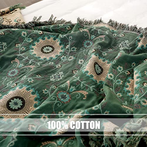 Image of LUTBM Boho Throw Blanket for Bed 60 inchx80 inch, 100% Cotton Soft Couch Blankets