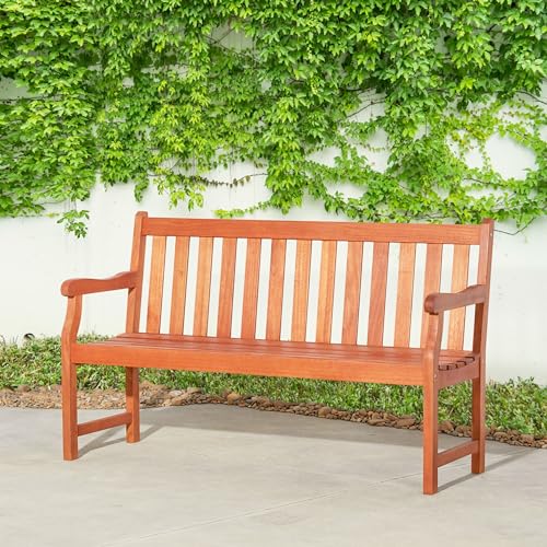Emilio Reddish Brown Tropical Wood Garden Bench for 3 Seaters
