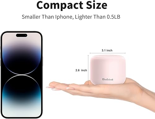 Miniatura 6 de Bobtot Altavoces Bluetooth portátiles con correa fáciles de llevar, mini altavoz inalámbrico impermeable IPX5 con sonido estéreo fuerte, 20 horas de
