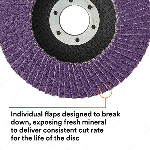 3M Flap Disc 769F, Type 27, 60+, 4-1/2 in x 7/8 in, High Performance Abrasive, Ceramic Precision-Shaped Grain Grinding and Finishing Disc, Carbon Steel, Stainless Steel by 3M - Image 7