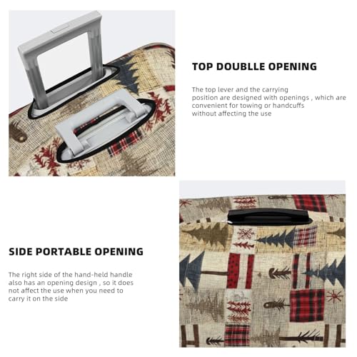 VOSERY Travel Luggage Cover - Rustic Plaid Forest Lodge Washable Suitcase Covers Protector Fits 18-32 Inches Luggage3