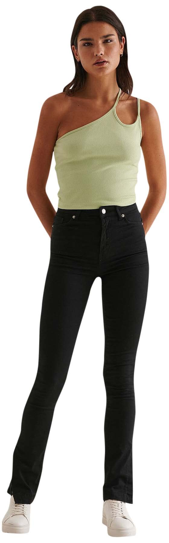 NA-KD ribbed crop top, chinois green, XX-Large
