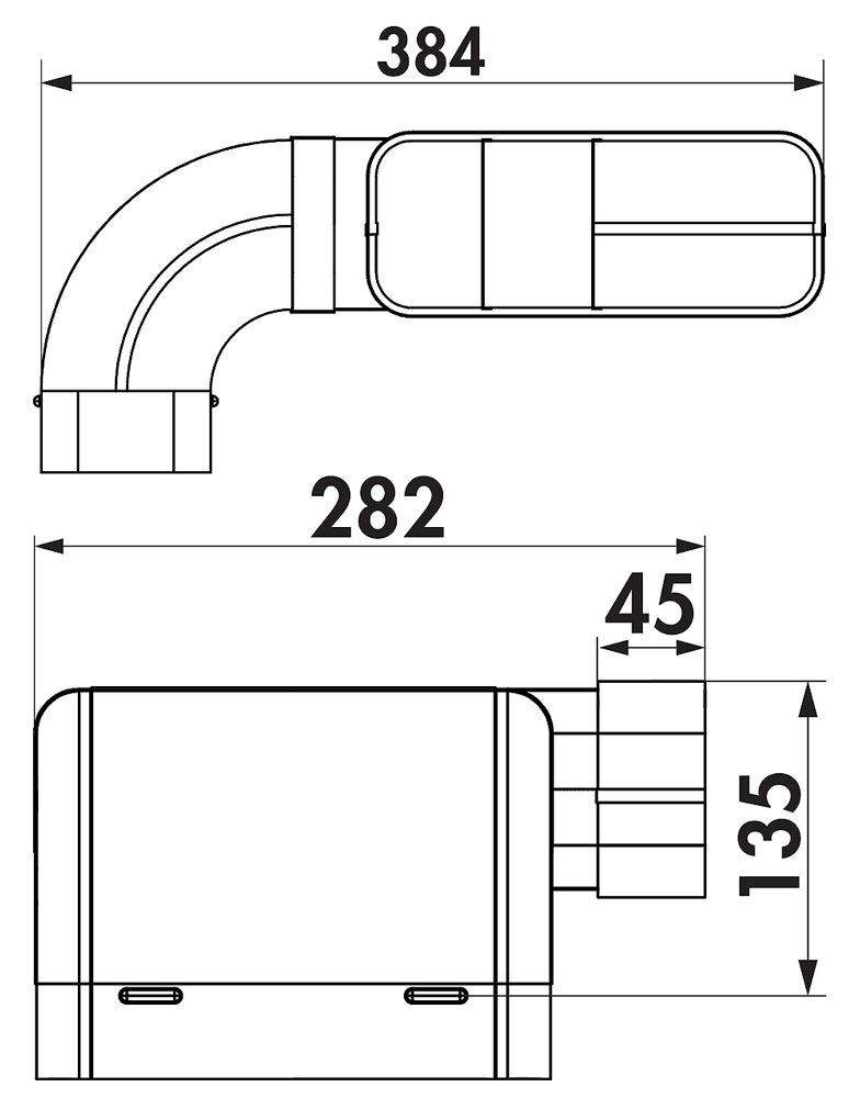 SF 150 Rohrset für Muldenlüfter mit Luftleitkörper für perfekte Strömungswerte / COMPAIR STEEL flow 150 (System Ø 150)