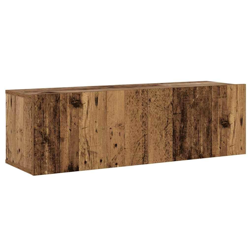 Set di 8 mobili per TV, montaggio a parete, effetto legno anticato, credenza con vano portaoggetti, sospesa e salvaspazio, per soggiorno, camera da letto, angolo gaming
