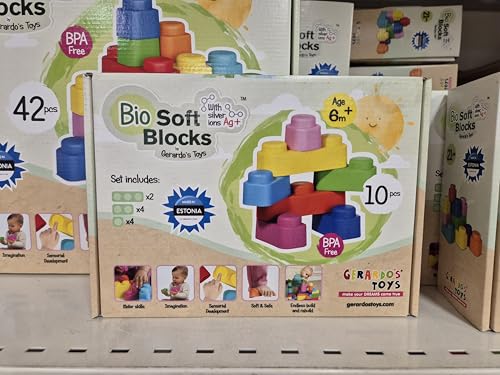 GERARDO'S Motorikspielzeug Bunte Weiche Bausteine zum Stapeln und Türme Bauen - Bauklötze für 6 Monate Oder Mehr, für Kreativität und Spielerisches Lernen, BPA-FREI (Blocks, 10, Stück)