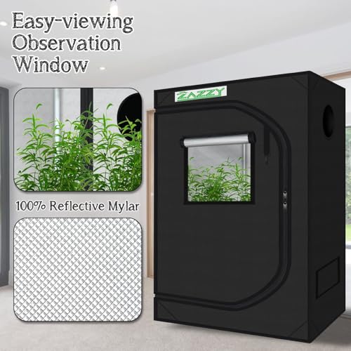 Image of zazzy 4x2 Grow Tent, 48 inchx24 inchx60 inch 600D Mylar Reflective Growing Tents