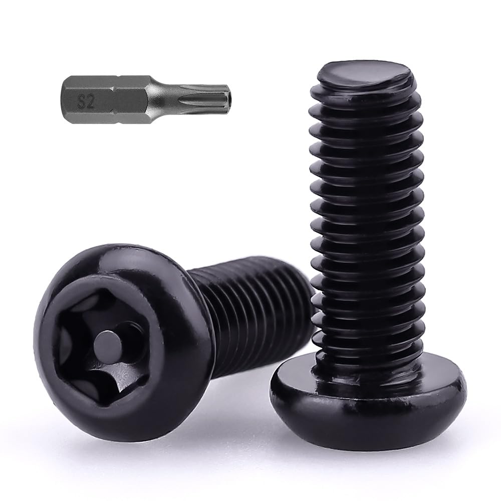 Photo 1 of (25 pcs) M6-1.0 x 16mm Button Head Torx Drive Machine Screws, Stainless Steel 304 (18-8) Security Screws, Anti-Theft Tamper Proof, Black Coated, T30 Drive Bit Included