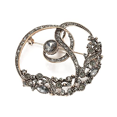 Broche en cristal gris bohème couleur or antique pour mariage et banquet