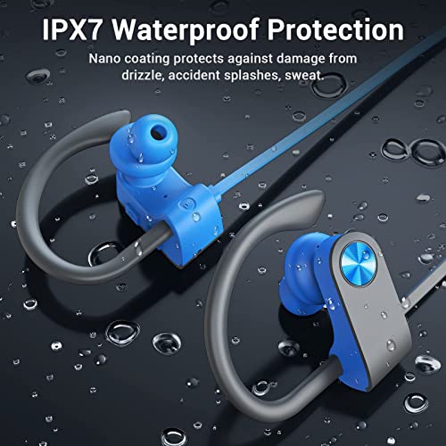 Image of Bluetooth Headphones, Bluetooth 5.3 IPX7 Waterproof Wireless Sports Earbuds for Workout Gym, 16 Hrs Playtime Running Headphones with Noise Cancelling Mic, HiFi Bass Stereo in-Ear Earphones