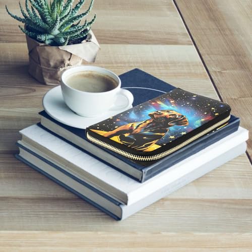 MNSRUU Womens Wallet Purses, Galaxy and Dog Clutch Purses for Women RFID Blocking Credit Card Holder Wallet Leather Zipper Coin Purse3