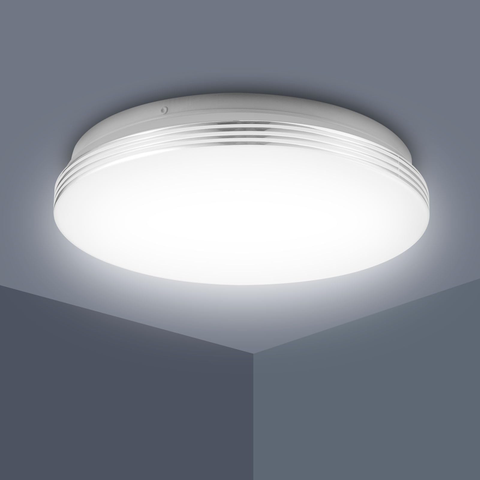 Bellanny 24W LED Ceiling Light, Cool White 6500K 2160Lm Ø33cm Modern Ceiling Lamp, 6cm Ultra Thin Round Flush Ceiling Light for Living Room Kitchen Bedroom Home Office