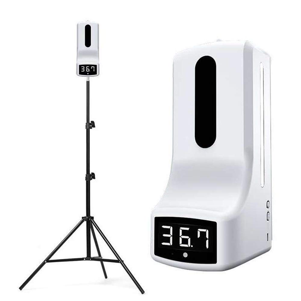 Neues Upgrade Wandmontiertes berührungsloses Infrarot-Thermometer K9 Pro Automatischer Seifenspender Auto-IR-Sensor Alkohol Desinfektionsmittel Gel Home Clean,K9 pro+stand