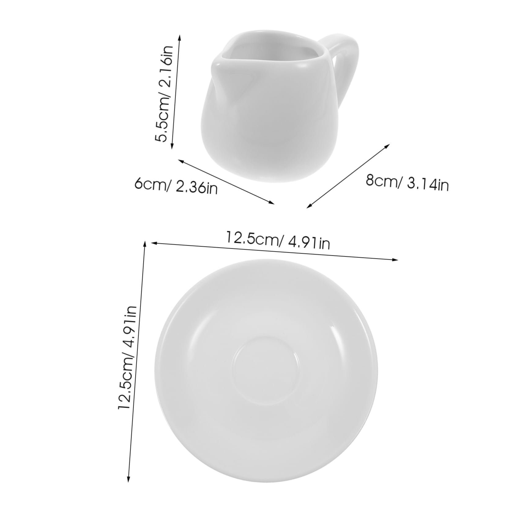 Alipis Ceramic Creamer Pitcher Set Mini Pitcher Bottom Plate for Sauce Dressing Syrup for Western Food