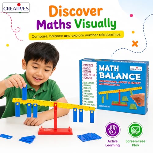 Image of Creative's Math Balance, Scale for Kids, Maths Educational Toy, Addition Subtraction Multiplication Division, Comparing Numbers, STEM Activity Game with Activity Book, Practice Maths Games Age 5+
