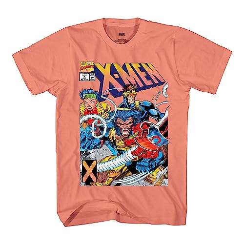 T-shirt X-Men Wolverine Marvel rétro de couleur corail pour homme
