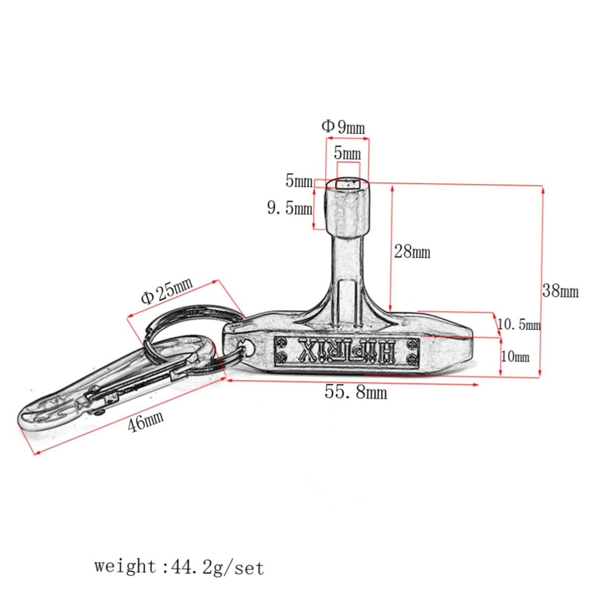 HEMOTON Black Drum Key Tool We02 Jazz Drum Tuning Key Alloy Material Square Shape