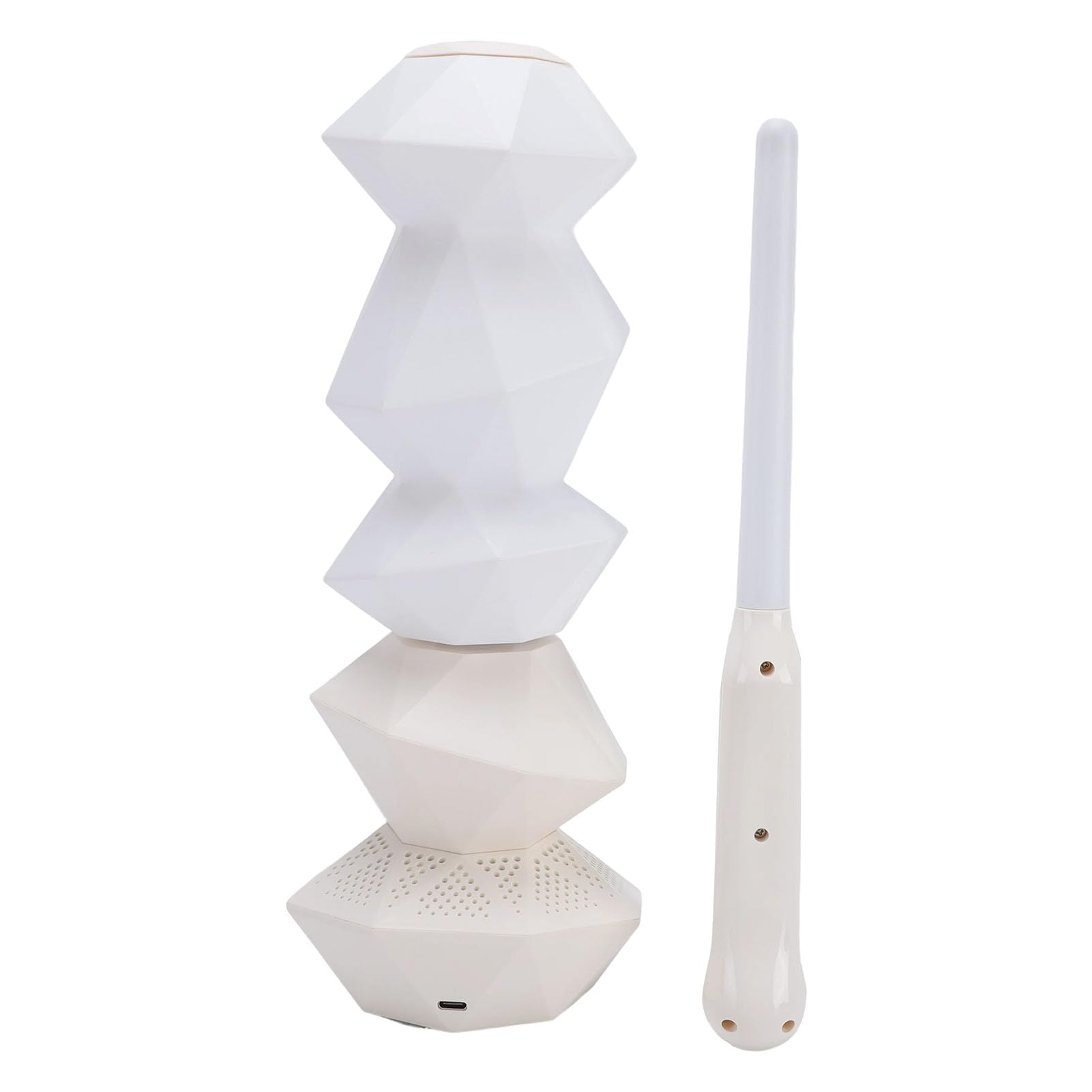 SIXRUN Veilleuse Musicale, Lumière Ambiante de Bureau ABS PE RVB avec Contrôle de la Baguette, Synchronisation de la Musique, Lampe à Changement de Couleur Rechargeable 400 MAh pour Chambre à