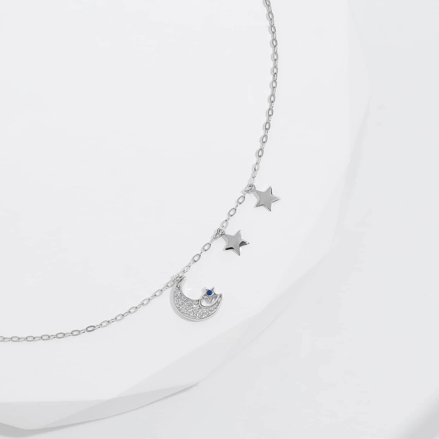 Meissa Bracciali in argento per le donne Mamma Bracciale Luna e Stella Bracciale con Cubic Zirconia per le ragazze, Argento