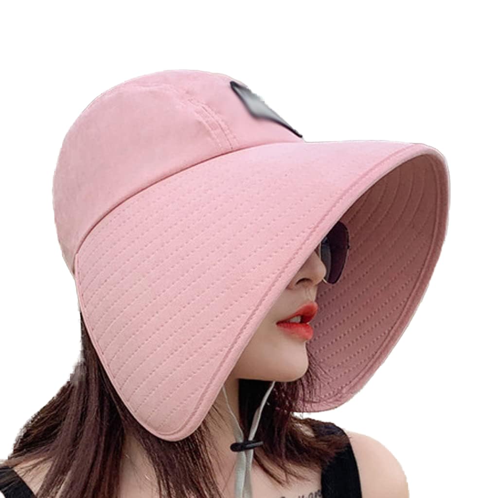 Chapeau pour Femme Chapeau d'été à la Mode Big Brim Sun ProtectionCap Beach Sunhats Ponytail Hat Travel Visor (Color : Beige, Size : One Size) (Rose One Size)