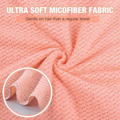 Image of 3 Pack Microfiber Hair Drying Towels for Women, Super Absorbent Microfiber Hair Towel for Curly Hair, Hair Drying Towel Wrap for Hair Care with Elastic Strap