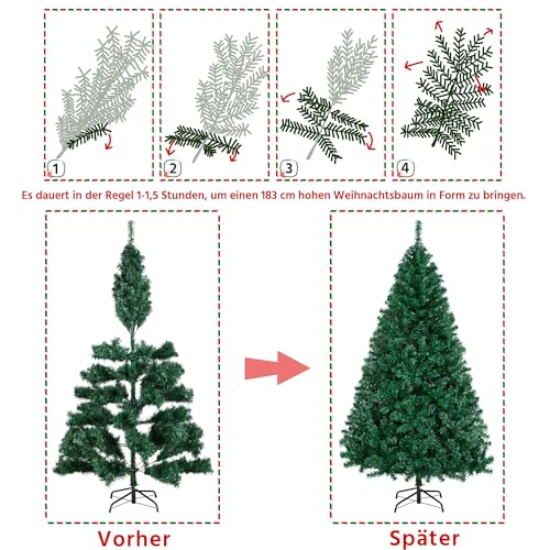 Yaheetech 183 cm Künstlicher Weihnachtsbaum Tannenbaum Christbaum, Grün – Ansicht 5