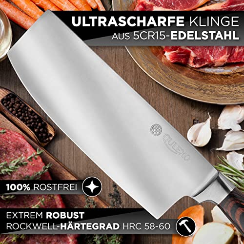 Foto von QULEXO chinesisches Kochmesser extrascharf [DAS ORIGINAL] - langlebiges 17cm Hackmesser aus Edelstahl – Küchenmesser